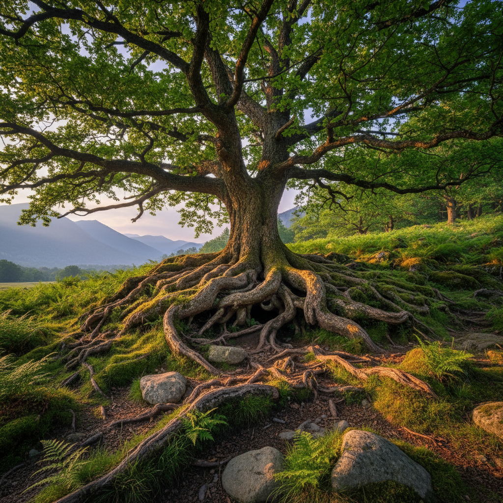 Ancient tree with deep roots