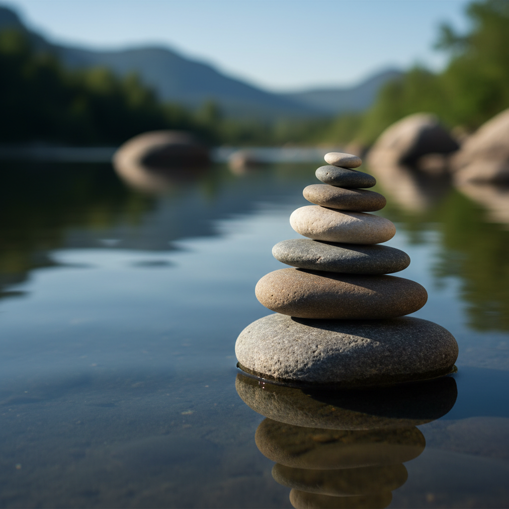 Calm water with stones